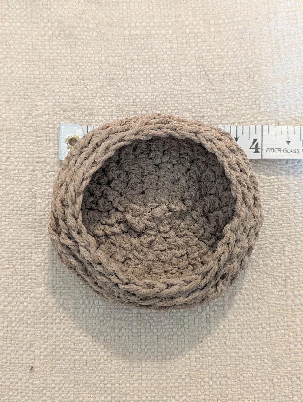 Crocheted Natural Honey Jute Crochet Small Storage Bowls